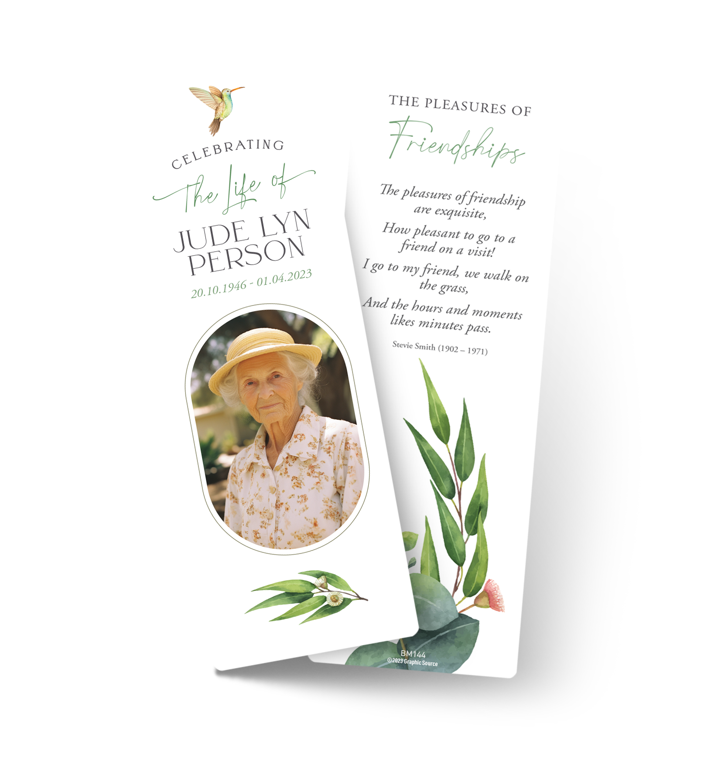 Order of service booklet — sample design
